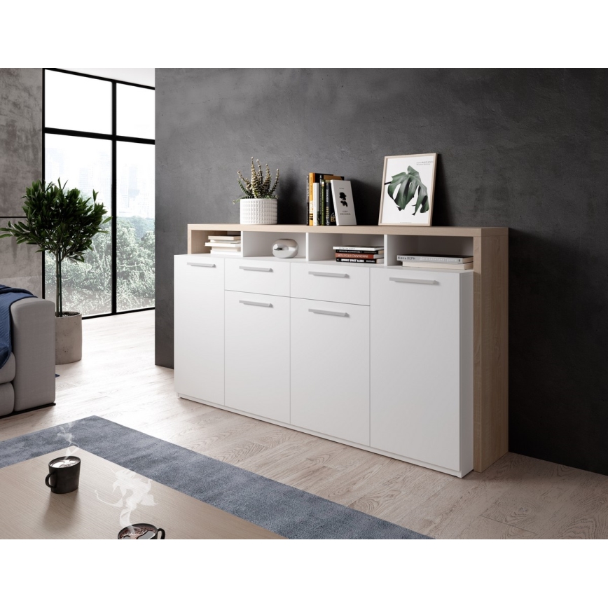 Commode LEBY chêne Sonoma/blanc