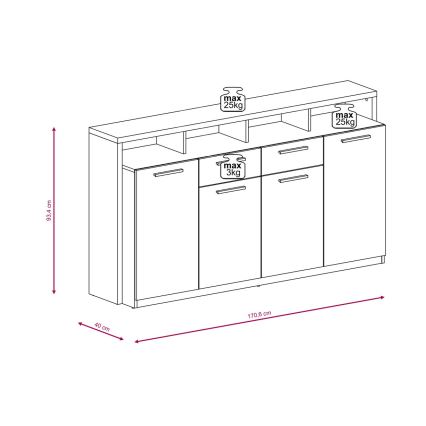 Commode LEBY chêne Sonoma/blanc