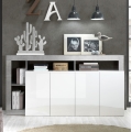 Commode LENOR 184 x 93 x 42 cm blanche/grise aspect béton