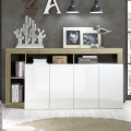 Commode LENOR 184x93x42 cm blanche/chêne clair