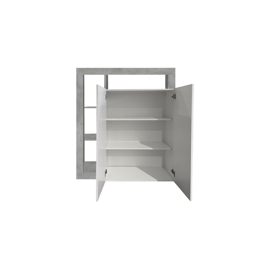 Commode LENOR blanc/gris béton