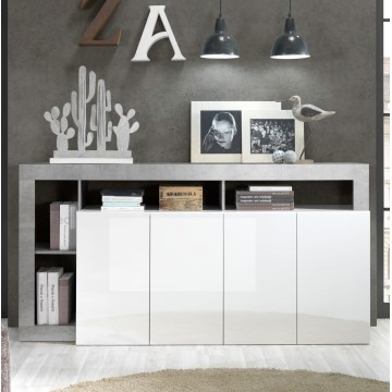 Commode LENOR blanc/gris effet béton