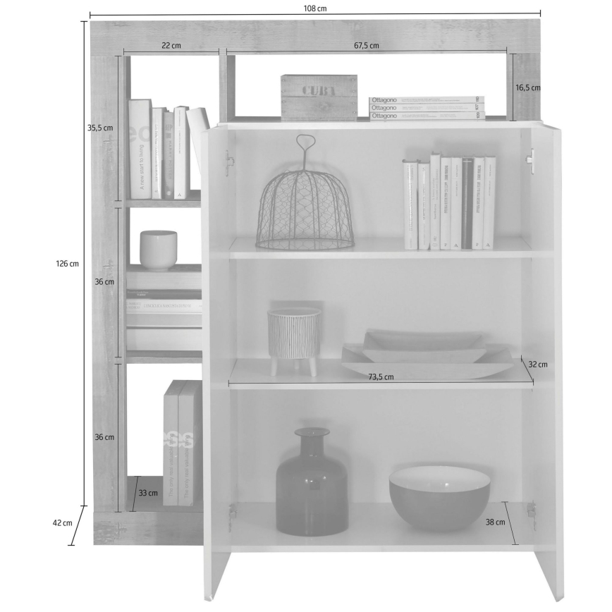 Commode LENOR blanche/anthracite