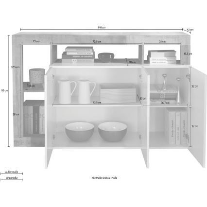 Commode LENOR blanche/anthracite