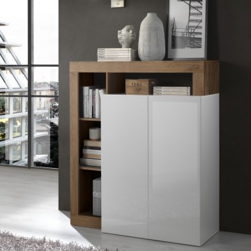 Commode LENOR blanche/chêne