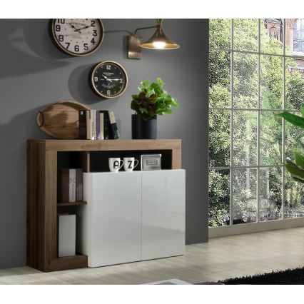 Commode LENOR blanche/chêne