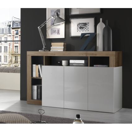Commode LENOR blanche/chêne
