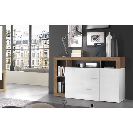 Commode LENOR blanche/chêne