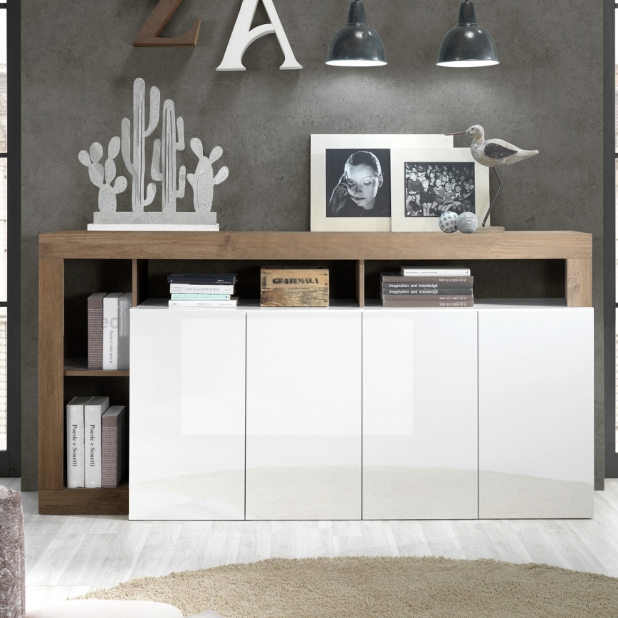 Commode LENOR blanche/chêne