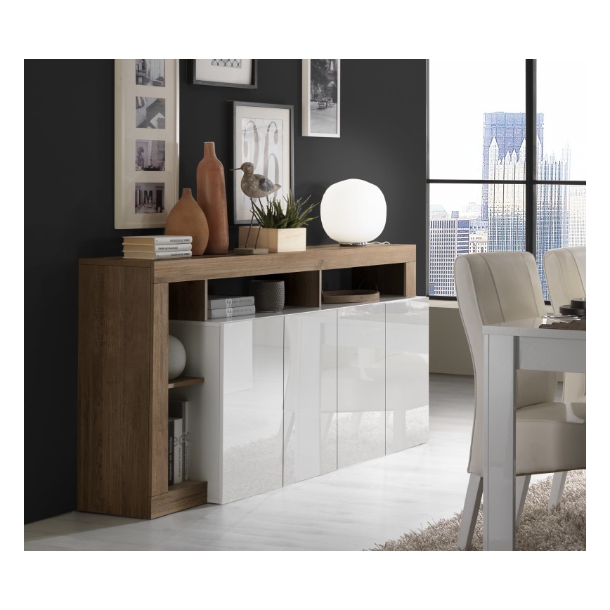 Commode LENOR blanche/chêne