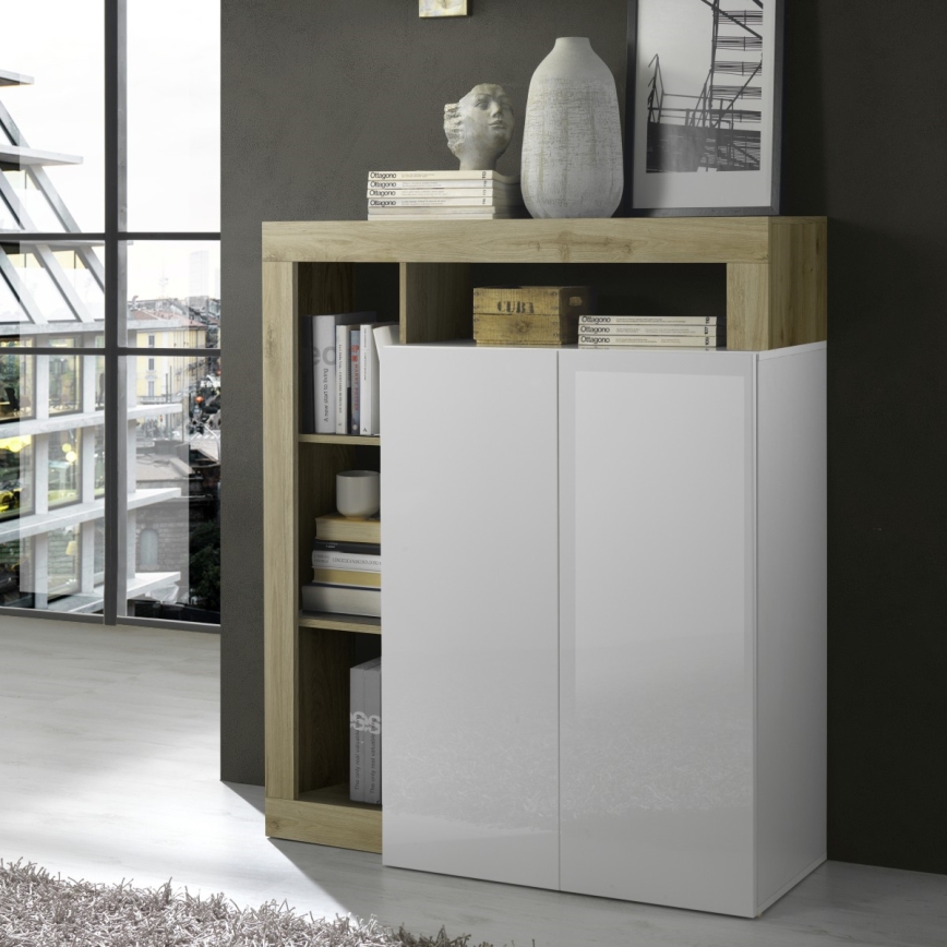 Commode LENOR blanche/marron
