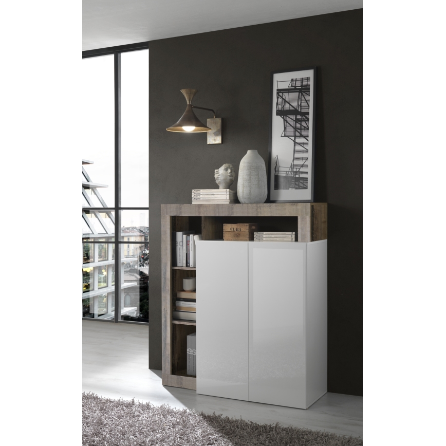 Commode LENOR blanche/marron