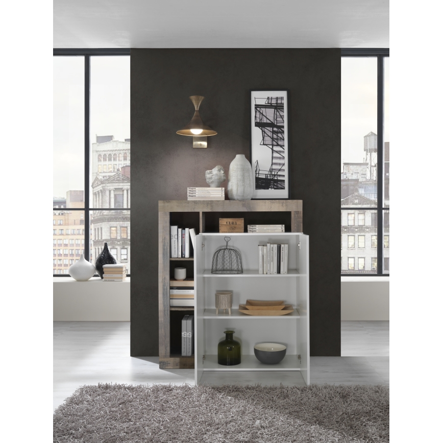 Commode LENOR blanche/marron