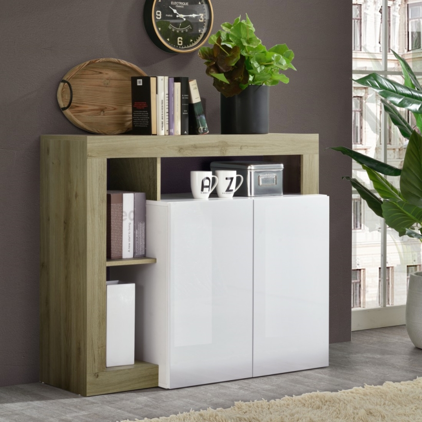 Commode LENOR blanche/marron