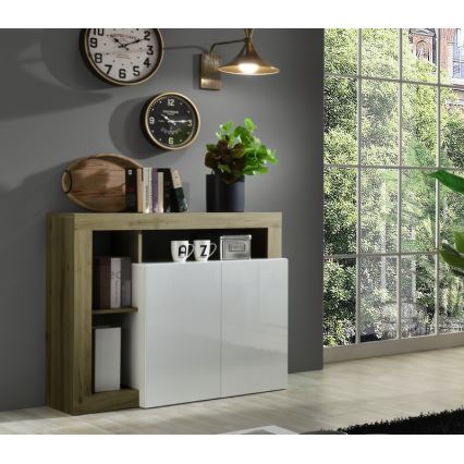 Commode LENOR blanche/marron