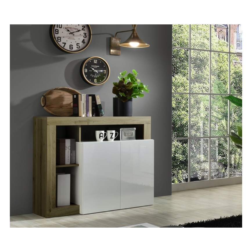 Commode LENOR blanche/marron