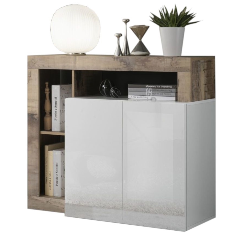 Commode LENOR blanche/marron