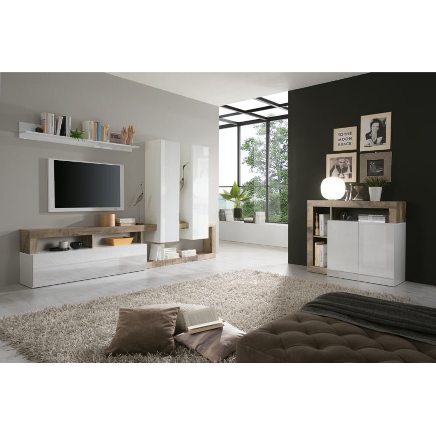 Commode LENOR blanche/marron