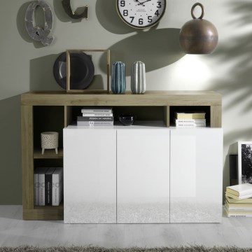 Commode LENOR blanche/marron