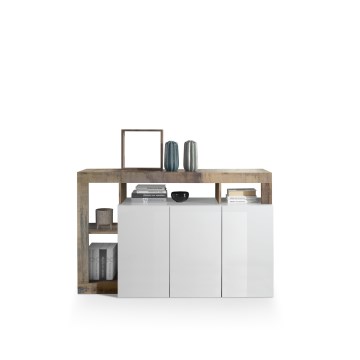 Commode LENOR blanche/marron
