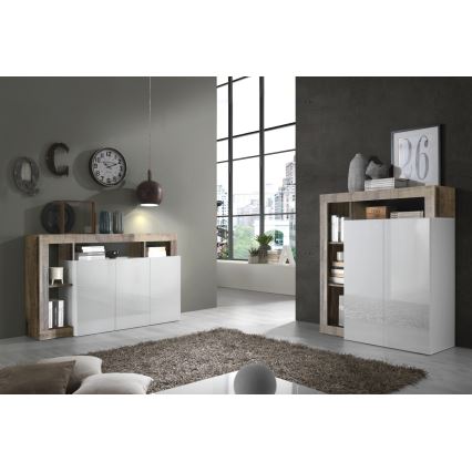 Commode LENOR blanche/marron