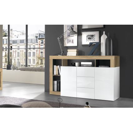 Commode LENOR blanche/marron