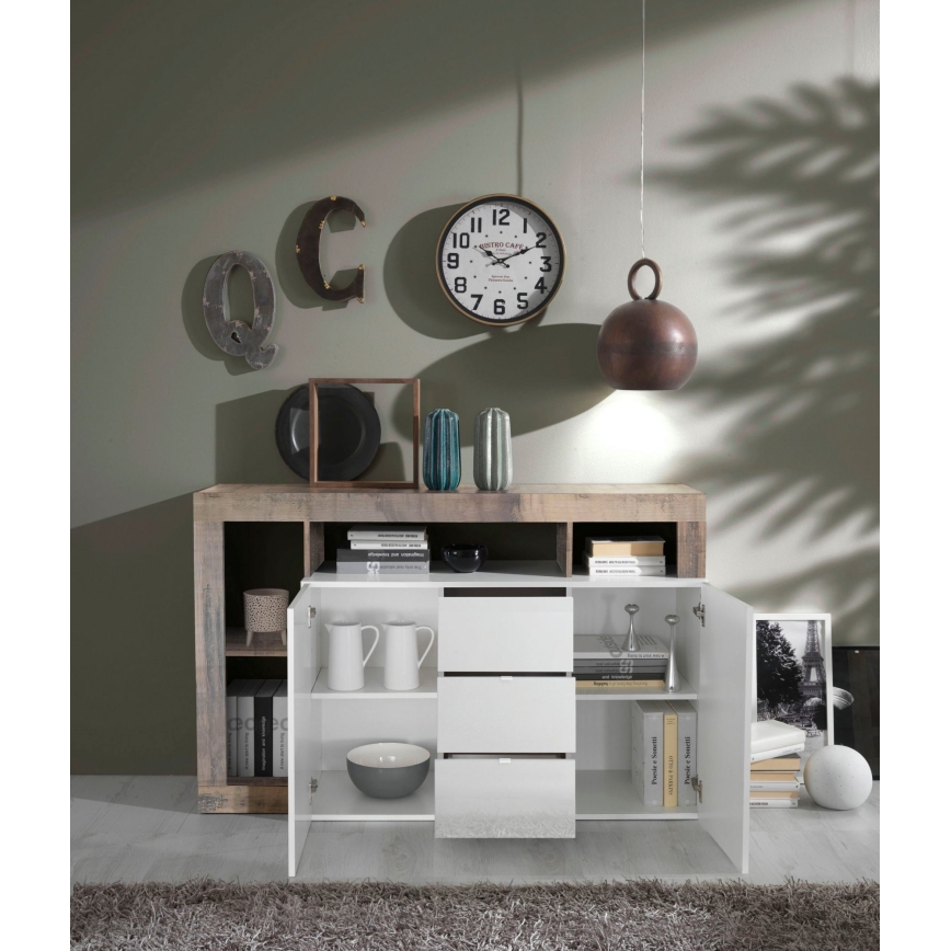 Commode LENOR blanche/marron