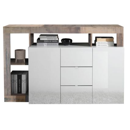 Commode LENOR blanche/marron