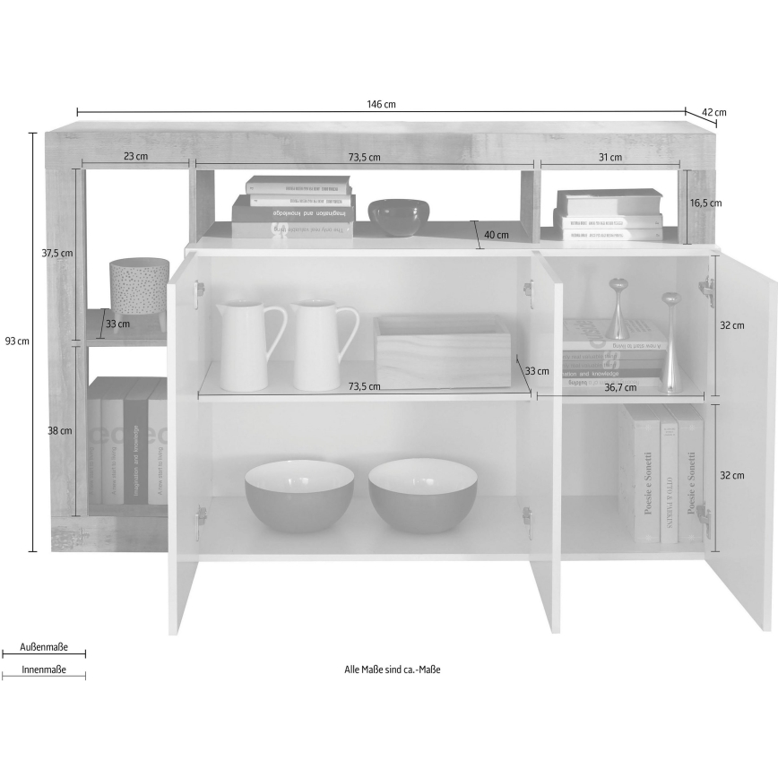 Commode LENOR cachemire/chêne
