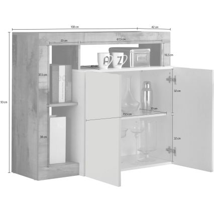 Commode LENOR, finition cachemire / chêne clair
