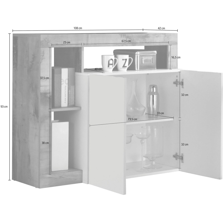 Commode LENOR, finition cachemire / chêne clair