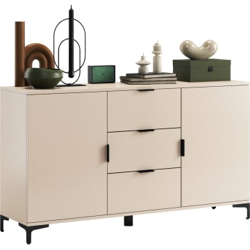 Commode LORA beige à tiroirs et portes