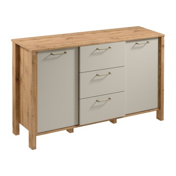 Commode MENTA 138x81x40 cm chêne wotan/gris