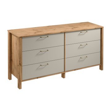 Commode MENTA 170x81x47 cm chêne wotan/gris