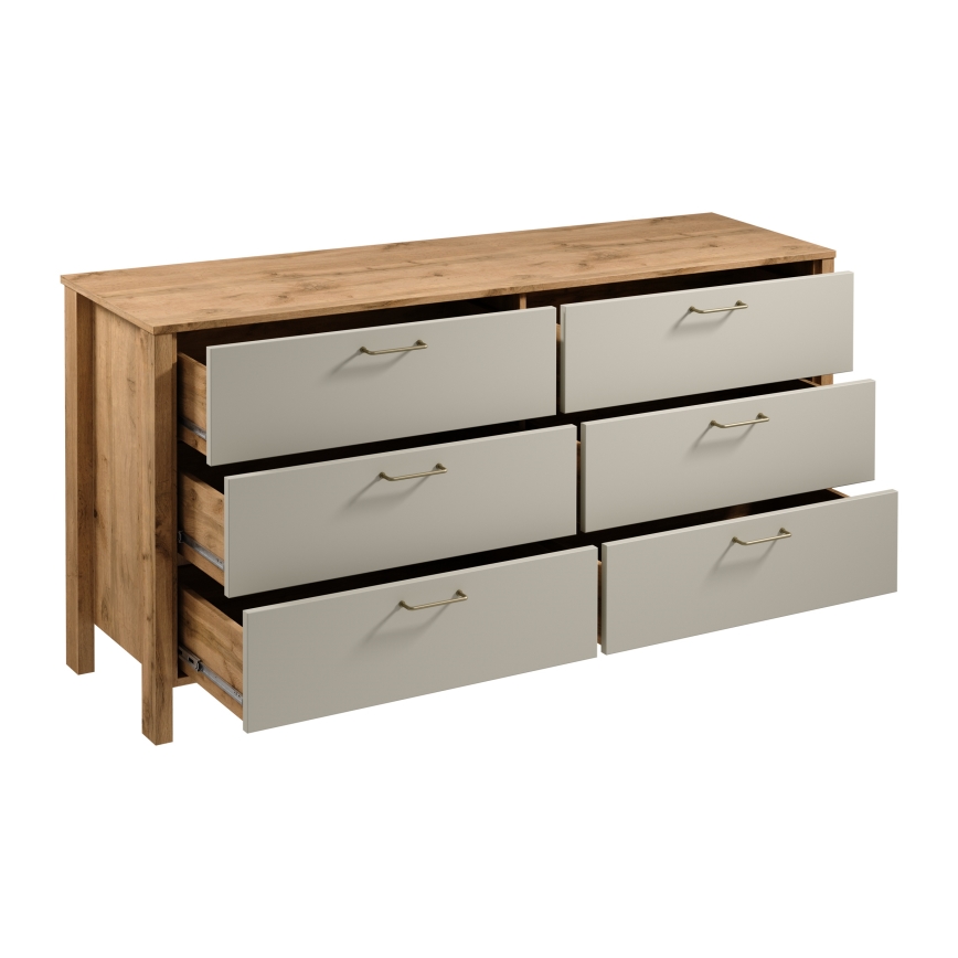 Commode MENTA 170x81x47 cm chêne wotan/gris