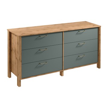 Commode MENTA 170x81x47 cm chêne Wotan/vert