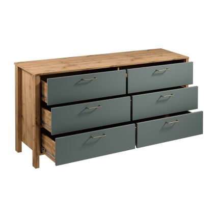 Commode MENTA 170x81x47 cm chêne Wotan/vert