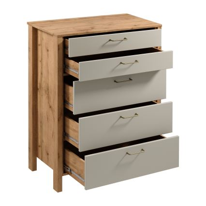 Commode MENTA 90x108x47 cm chêne Wotan/gris