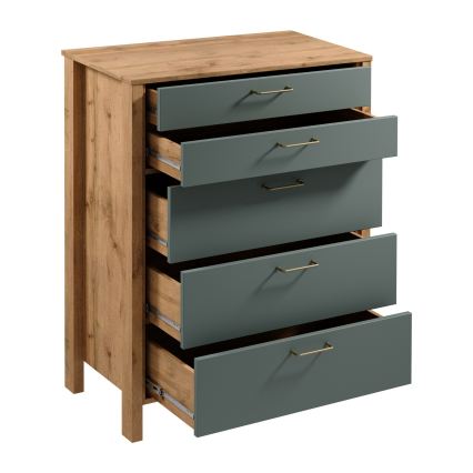 Commode MENTA 90x108x47 cm chêne Wotan/vert