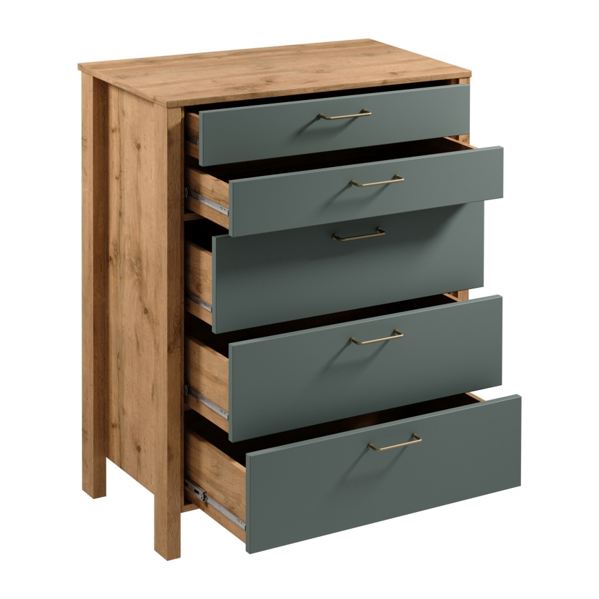 Commode MENTA 90x108x47 cm chêne Wotan/vert