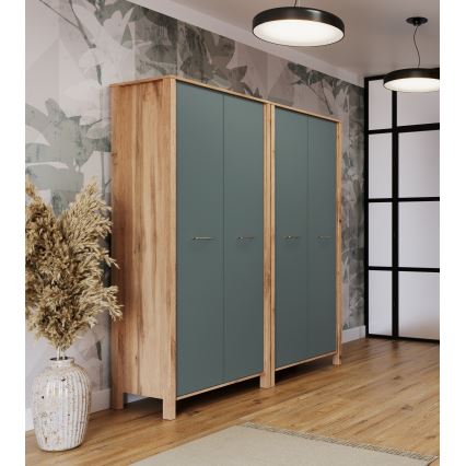 Commode MENTA 90x200x53 cm chêne Wotan/vert