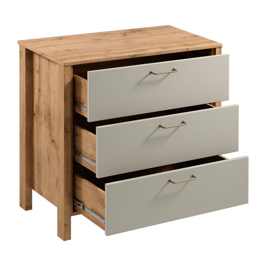 Commode MENTA 90x81x47 cm chêne Wotan/gris