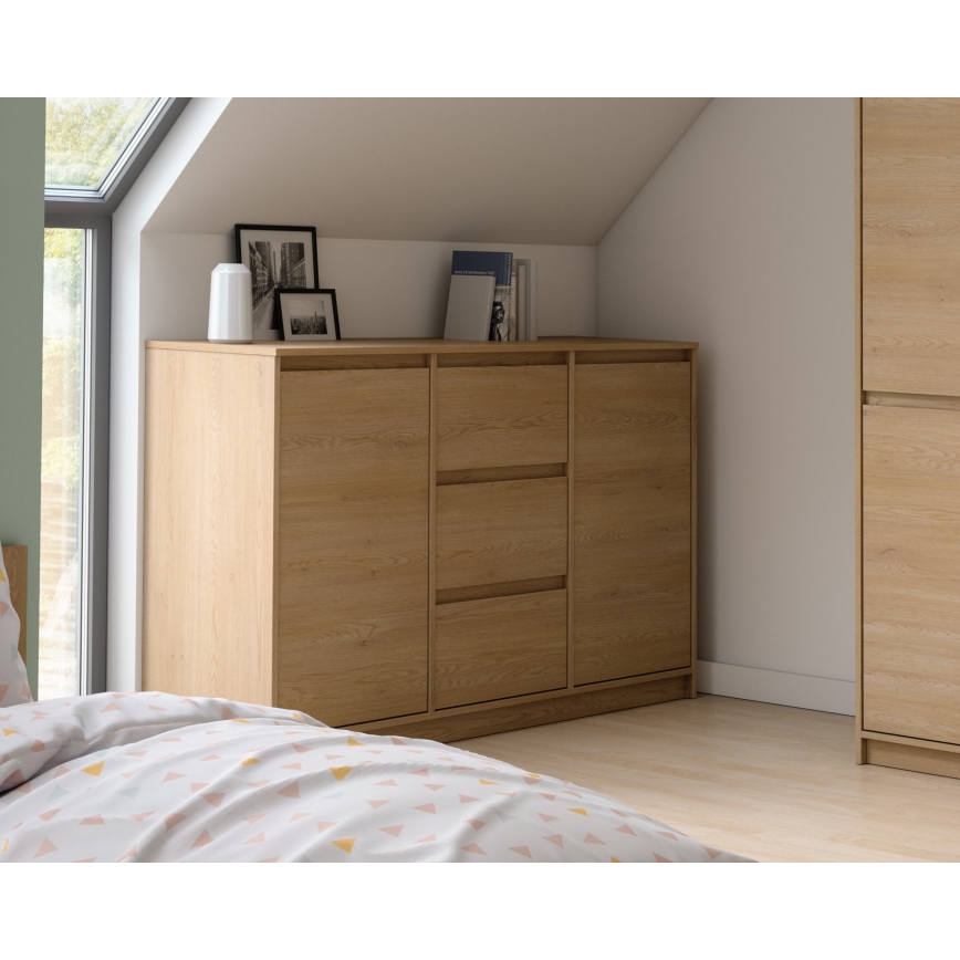 Commode MIYABI 138 x 86 x 40 cm, chêne Cremona