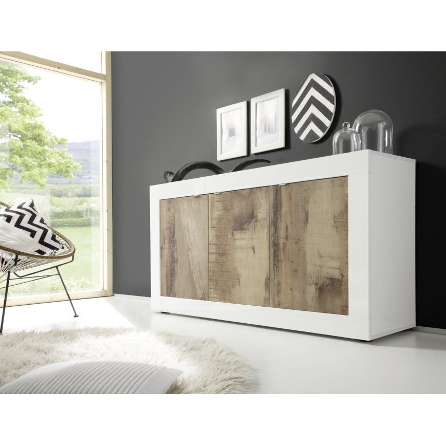 Commode NERILA blanche/marron