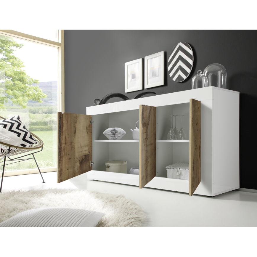 Commode NERILA blanche/marron