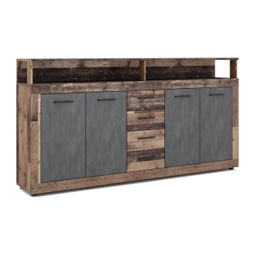 Commode RUNA 190x96x32 cm brun foncé/anthracite