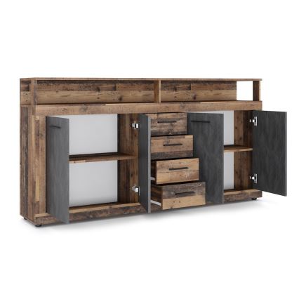 Commode RUNA 190x96x32 cm brun foncé/anthracite