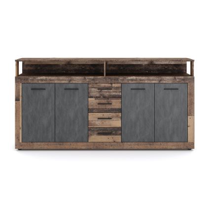 Commode RUNA 190x96x32 cm brun foncé/anthracite