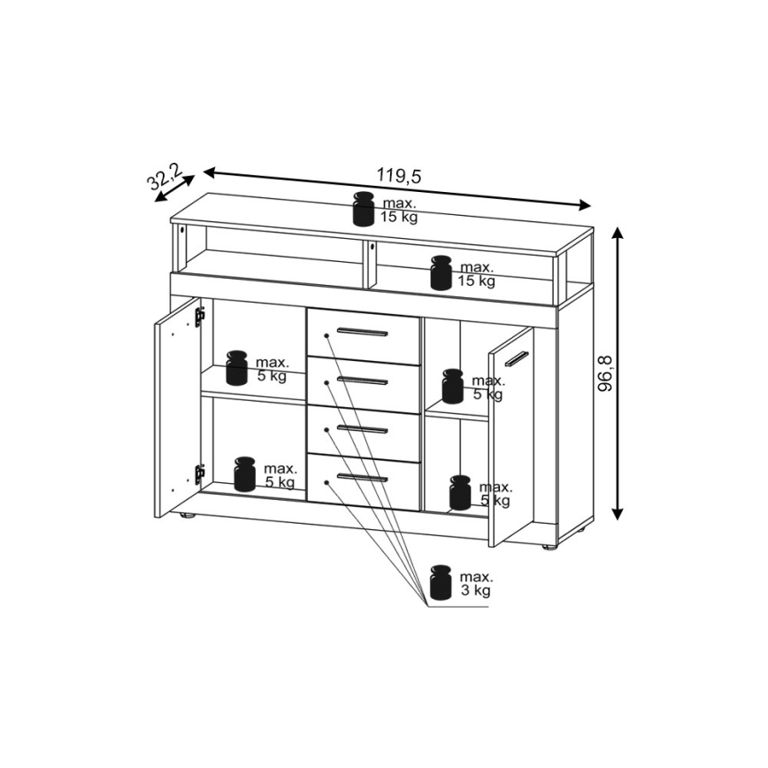 Commode RUNA brun clair/anthracite