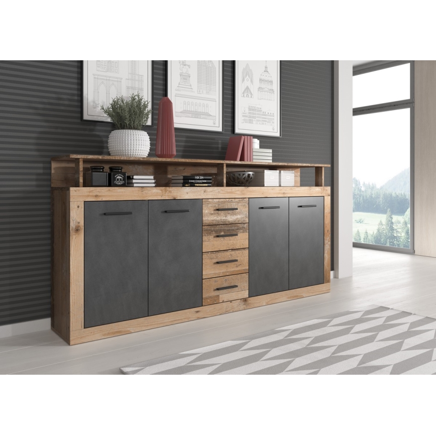 Commode RUNA chêne clair/anthracite